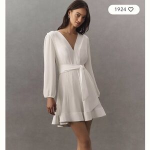 Anthropologie White Long Sleeve Dress
